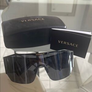 Versace Dark Gray Shield Sunglasses